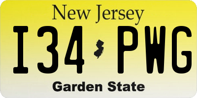 NJ license plate I34PWG
