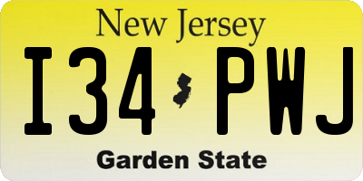 NJ license plate I34PWJ