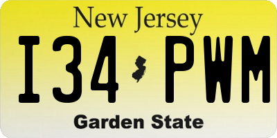 NJ license plate I34PWM