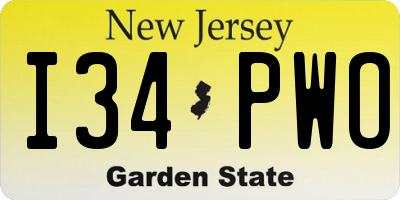 NJ license plate I34PWO