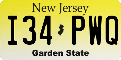 NJ license plate I34PWQ