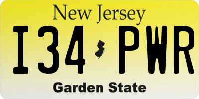 NJ license plate I34PWR