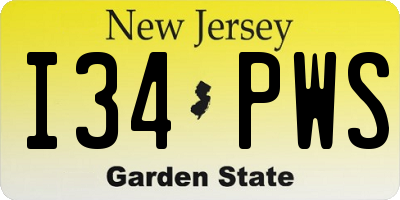 NJ license plate I34PWS