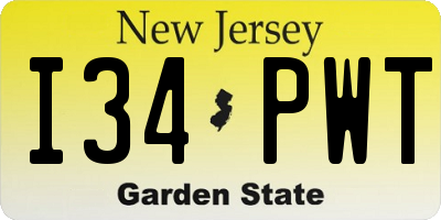 NJ license plate I34PWT