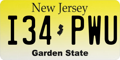 NJ license plate I34PWU