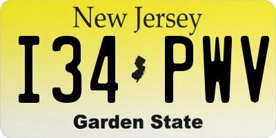NJ license plate I34PWV