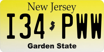 NJ license plate I34PWW