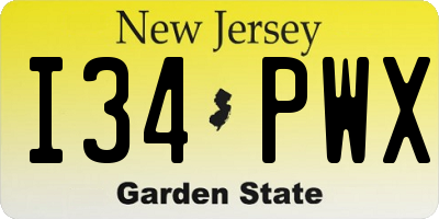 NJ license plate I34PWX