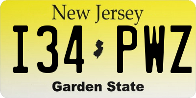 NJ license plate I34PWZ