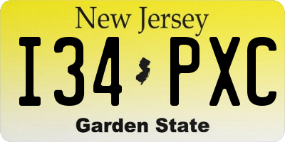 NJ license plate I34PXC