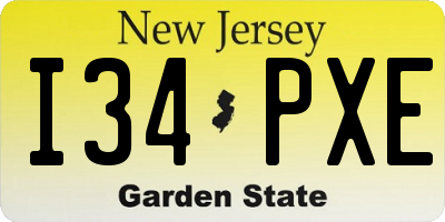 NJ license plate I34PXE