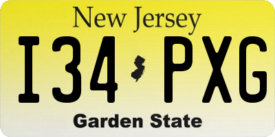 NJ license plate I34PXG