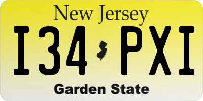NJ license plate I34PXI