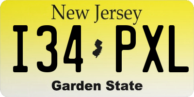 NJ license plate I34PXL