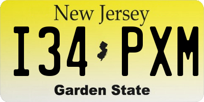 NJ license plate I34PXM