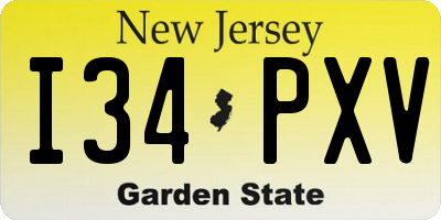 NJ license plate I34PXV