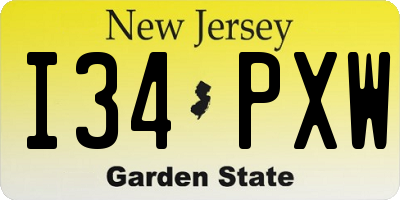NJ license plate I34PXW