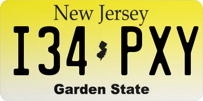 NJ license plate I34PXY