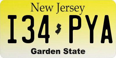 NJ license plate I34PYA