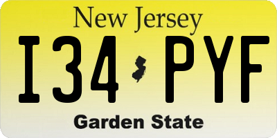 NJ license plate I34PYF
