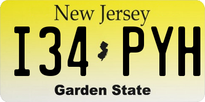 NJ license plate I34PYH