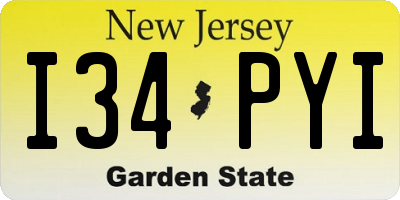NJ license plate I34PYI