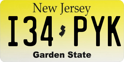 NJ license plate I34PYK