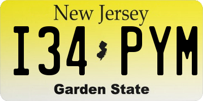 NJ license plate I34PYM