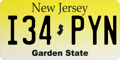 NJ license plate I34PYN