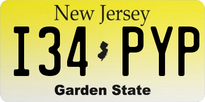 NJ license plate I34PYP