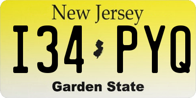 NJ license plate I34PYQ