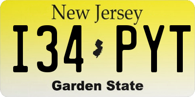NJ license plate I34PYT