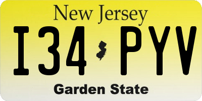 NJ license plate I34PYV