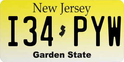 NJ license plate I34PYW