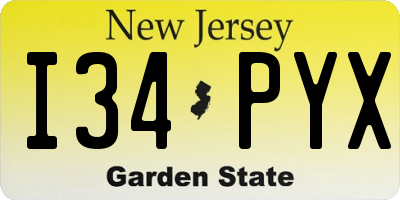 NJ license plate I34PYX