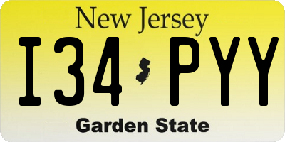NJ license plate I34PYY