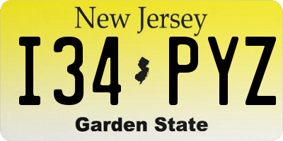 NJ license plate I34PYZ
