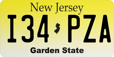 NJ license plate I34PZA