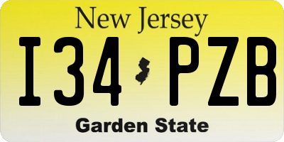 NJ license plate I34PZB