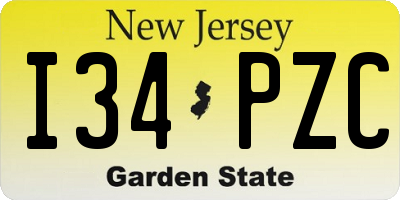 NJ license plate I34PZC