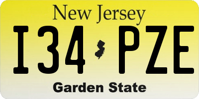 NJ license plate I34PZE