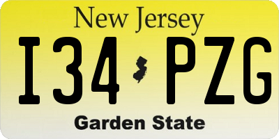 NJ license plate I34PZG