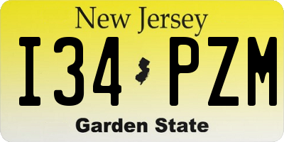 NJ license plate I34PZM