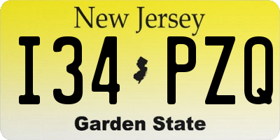 NJ license plate I34PZQ