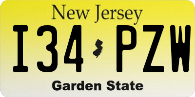 NJ license plate I34PZW