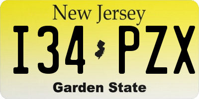 NJ license plate I34PZX