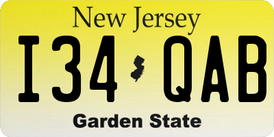 NJ license plate I34QAB