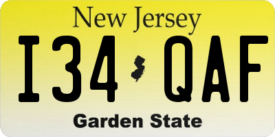NJ license plate I34QAF