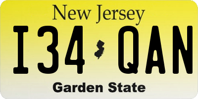 NJ license plate I34QAN