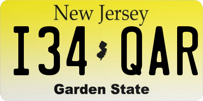NJ license plate I34QAR